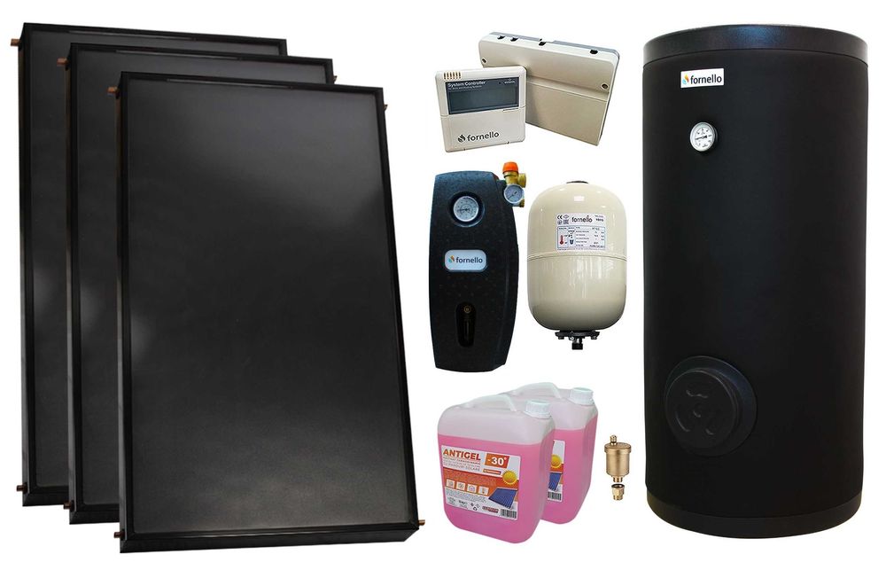 Set sistem solar presurizat 3xPanou solar plan Fornello Boiler 300 L