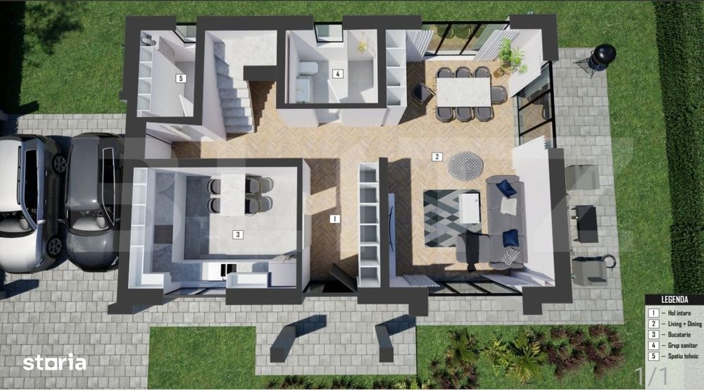 Casa individuala 4 camere, 126mp, 445 teren liber, clasa A+, zona Flor