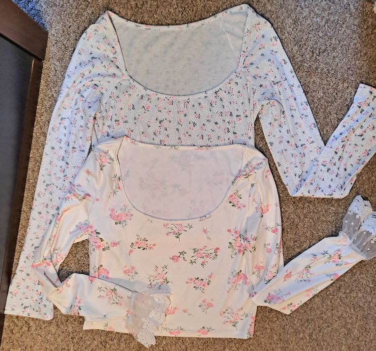 Lot bluze florale XL marca Shein cu dantelă
