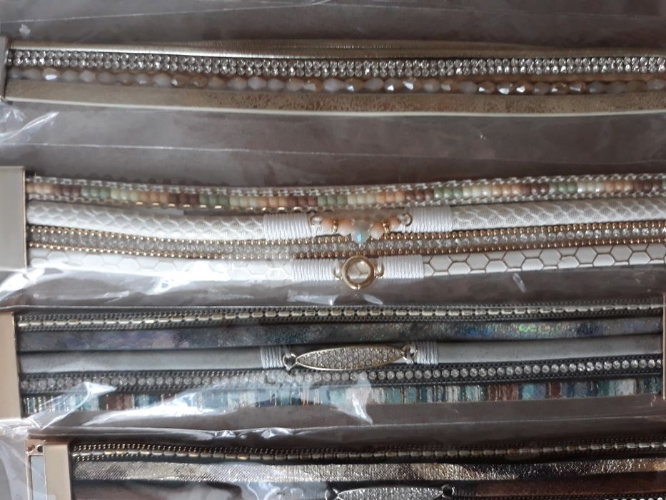 Нови гривни кожа, мъниста, камъни