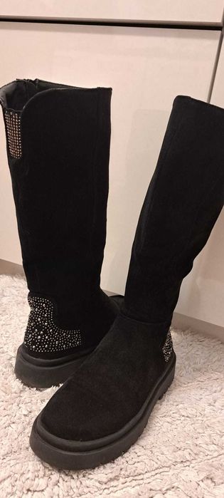 cizme piele  iarna fete 34, ghete piele fete