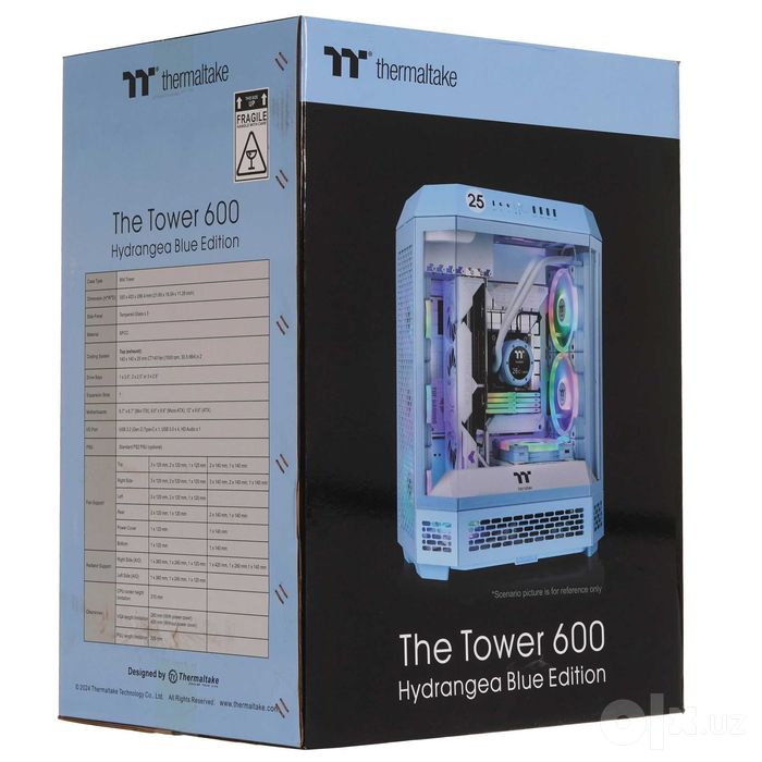 - Корпус Thermaltake The Tower 600 Mid Tower Chassis Hydrangea Blue