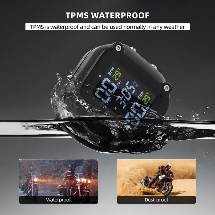 Sistem de monitorizare a presiunii anvelopelor de motocicletă wireless cu 2 senzori