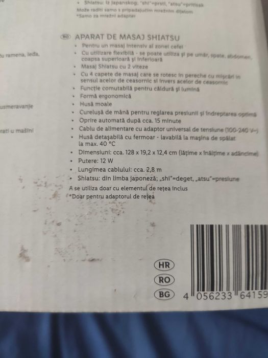 Vând aparat de masaj Shiatsu nou