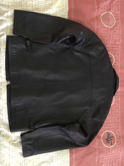 Мъжко черно яке от естествена телешка кожа