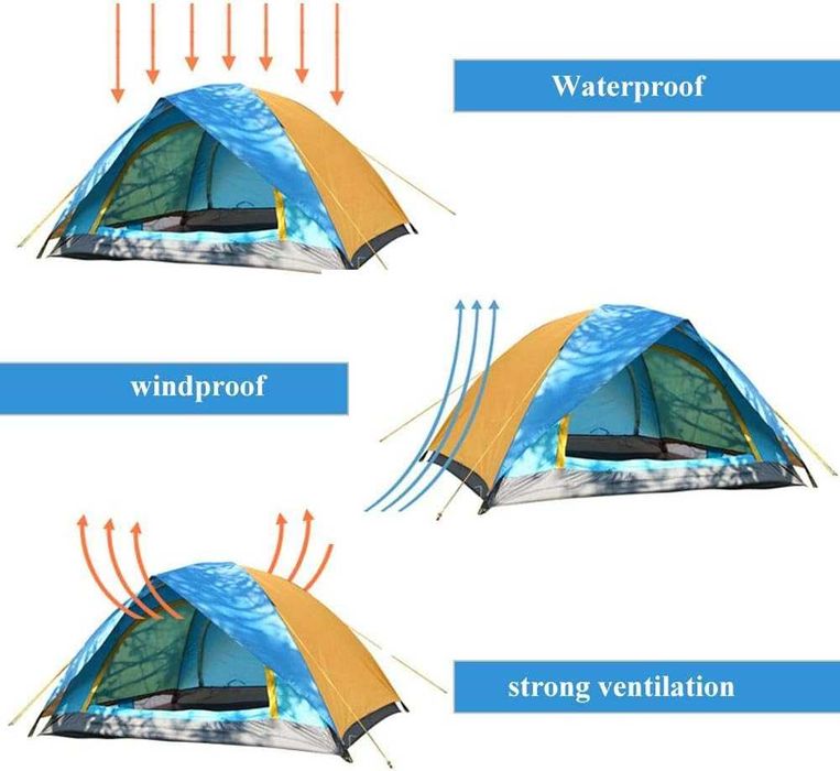 Палатка водонепроницаема на 2 человека и с антимаскитной сеткой