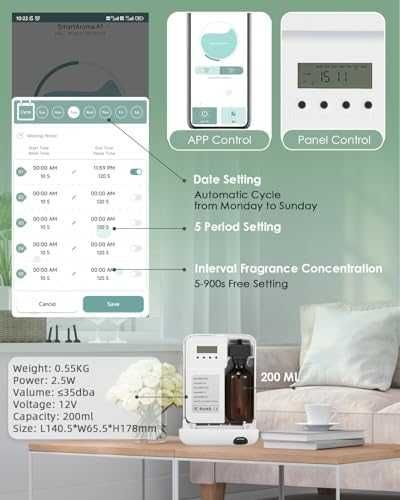 Нов Арома дифузер небулизатор 200ml APP таймер стенен монтаж небулизатор без вода ароматизатор