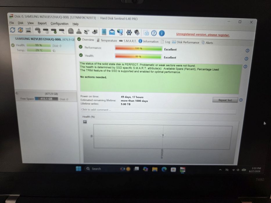 Thinkpad T480, I5, 32GB RAM, 512GB SSD NVME