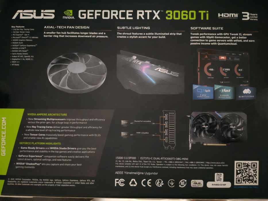 NVIDIA geforce RTX 3060 ti asus dual rtx v2 mini OC
