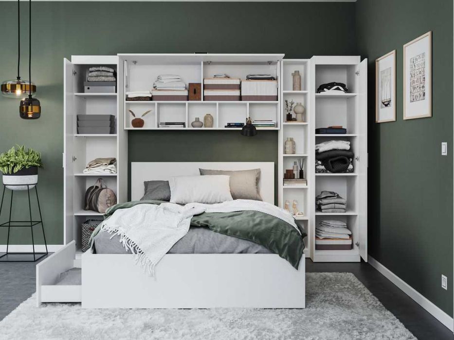 Set Dormitor Nordis 2.70m cu pat incadrat - Transport Gratuit