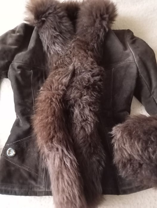 Cojoc maro cu blană groasă măr S-M