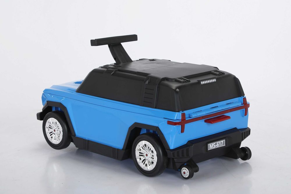 Valiza tip masinuta, Kinderauto SPEED, multifunctionala 2 in 1 #Blue