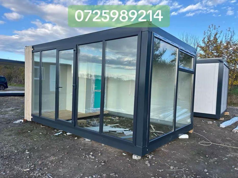 Containere modulare cu sticla securizata transport cu macara hale meta