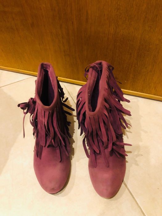 Боти с ресни в цвят бордо 39 номер