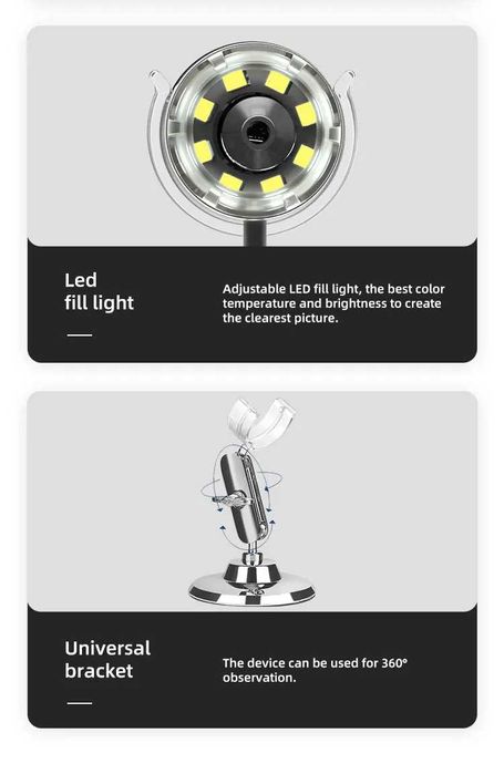 Дигитален Електронен Микроскоп 1600X LED лупа