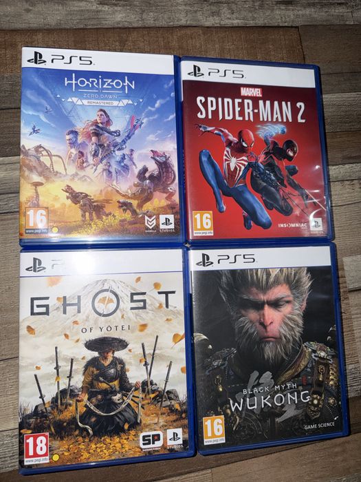 Black myth wukong, Ghost of yotei, Spiderman 2, Horizon zero dawn remastered