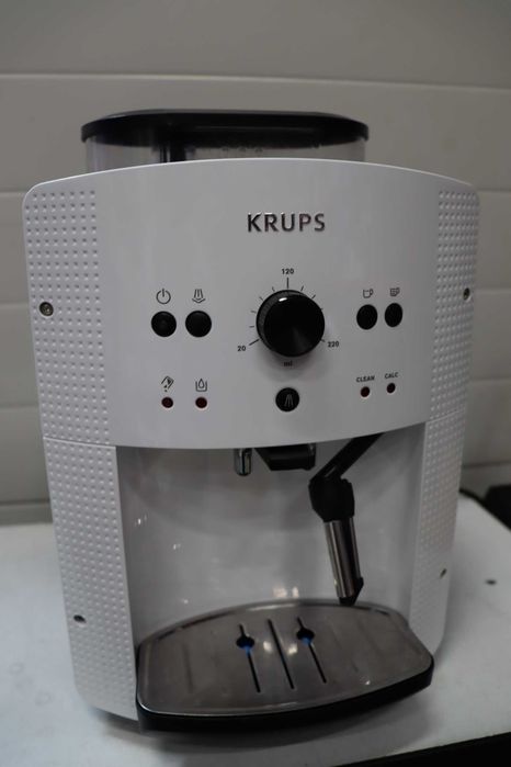 KRUPS Essential White машина за кафе на зърна, кафемашина, мелачка за зърна, машина за еспресо, 2 чаши, автоматично почистване, дюза за пара, капучино