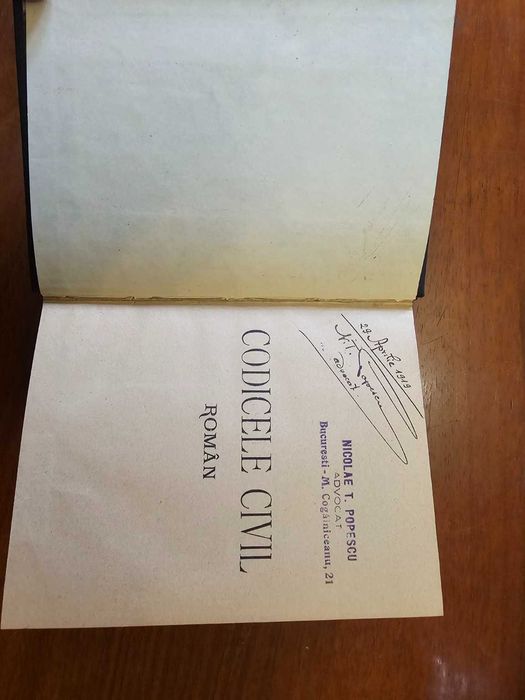 Codicele Civil 1894 – 3 volume rare – ex-libris Avocat N.T. Popescu, Secretar General PNȚ Ilfov 1932, Cavaler Ordinul Mihai Viteazu, Prefect Ilfov