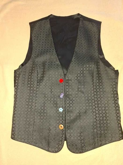 Vesta dama Dinasty negru satinat M-L