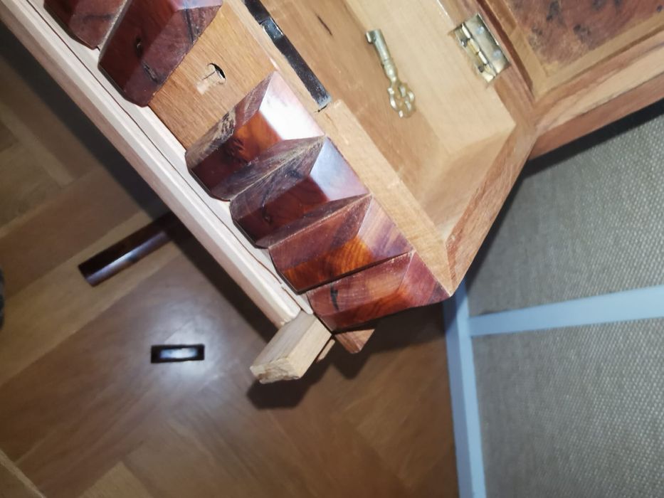 Кутия пъзел за бижута от спец. дърво Барлд Burled Wood  Франция 1970 г