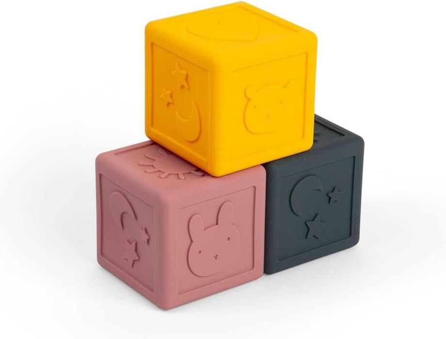 Bigjigs Toys Силиконови сензорни кубчета 3бр меки за деца и бебета