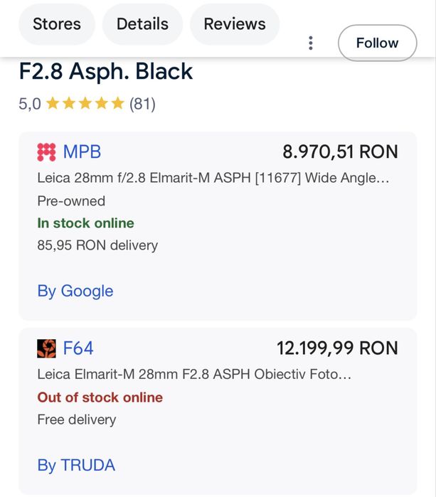 Leica Elmarit M 28mm lens