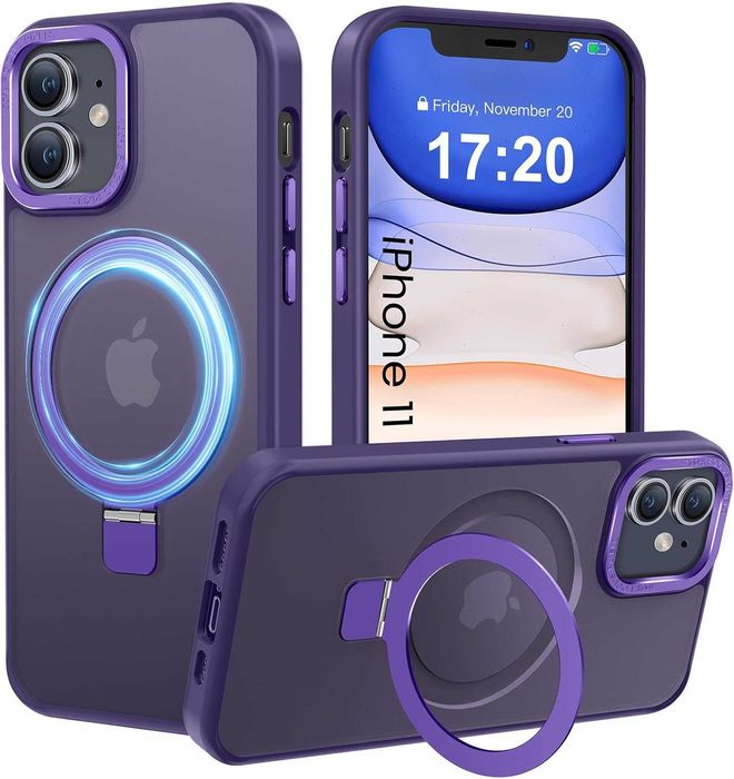 Husă magnetică iPhone 11, MagSafe, protecție militară, mată violet