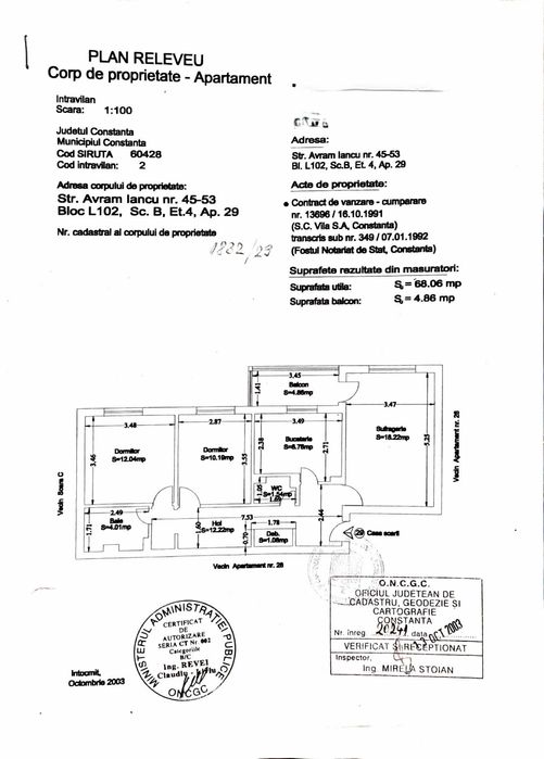 Direct proprietar  apartament 3 camere etaj 4/4 decom 75mp ICIL , Casa Cultura