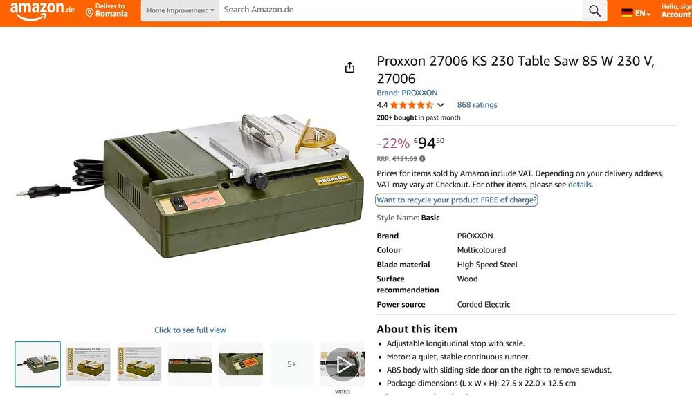 Fierăstrău de masă Proxxon 27006 KS 230 85 W 230 V, 27006