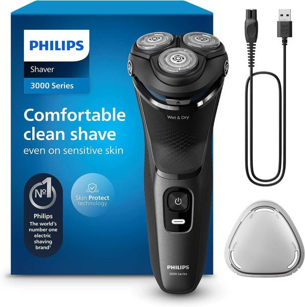 Нова Въртяща Електрическа Самобръсначка За лице Philips Shaver 3000 Series S3145/00, 2 години Гаранция