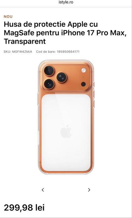 Husa Apple Clear Case Iphone 17 pro max