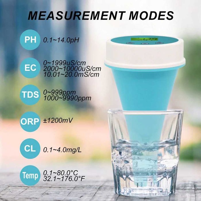 Тестер за Хлор pH TDS EC ORP Темп. за басейн, джакузи и аквариуми гр ...