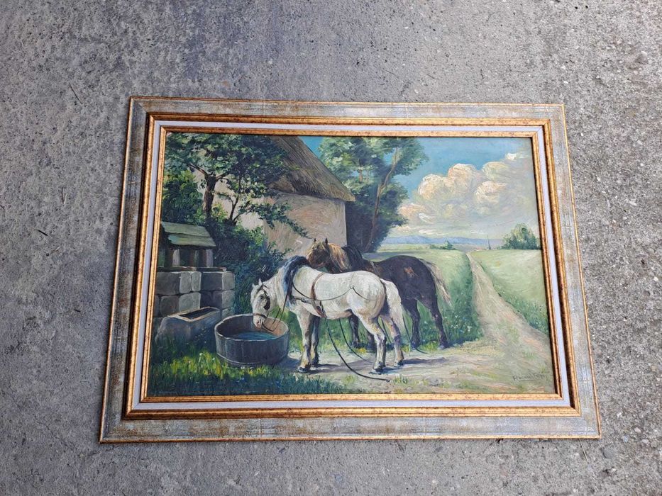tablou pictura pe pfl 80/59 cm semnat Raymond Riga
