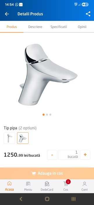 Lavoar in perete cu baterie si scurgere