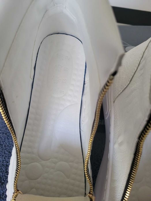 Ghete Adidasi barbati piele naturala model crocodil alb auriu 42 nou