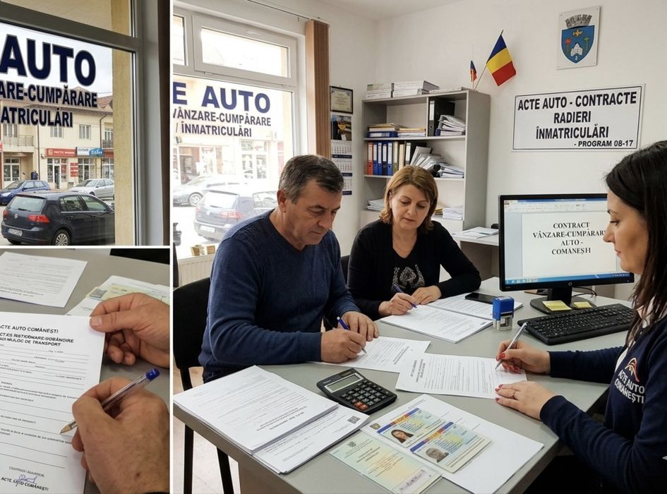 ACTE AUTO / MOTO NON STOP CONTRACTE • XEROX • ÎNMATRICULĂRI • COMĂNEȘTI / MOINEȘTI / DARMANESTI