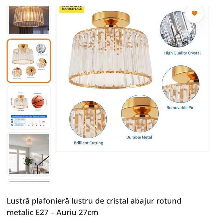 Vand plafoniera/lustra de cristal