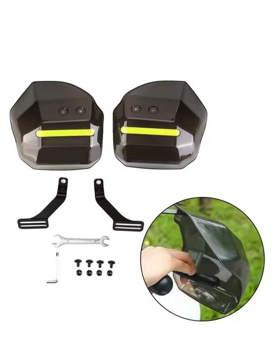 Set 2 x Aparatori Maini Universale pentru Motocicleta, Scuter ATV Quad Buggy / Protectii Ghidon cu Insertii Reflectorizante