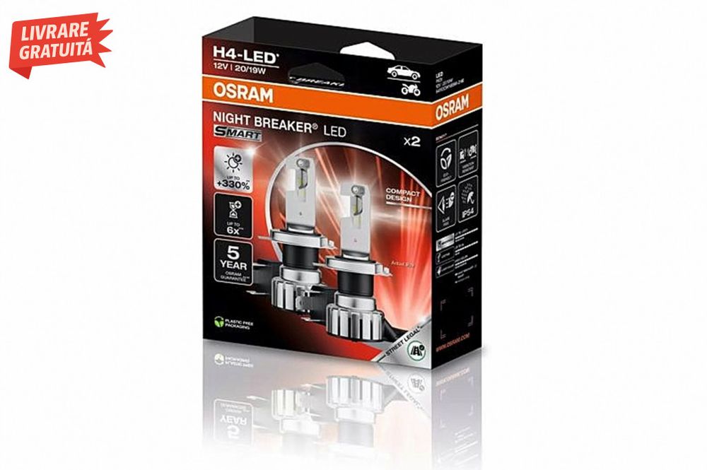 OSRAM NIGHT BREAKER LED SMART H4 64193DWNBSM-2HB20 Set 2 Becuri Auto M