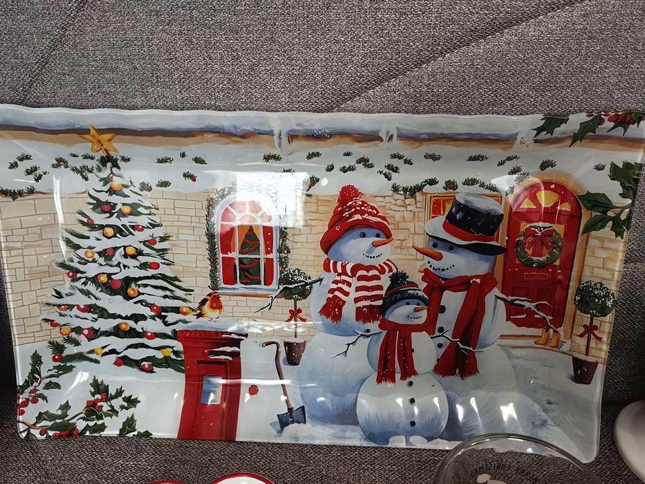 Set de masă crăciun tăvi de sticlă, scenetă nașterea Domnului...