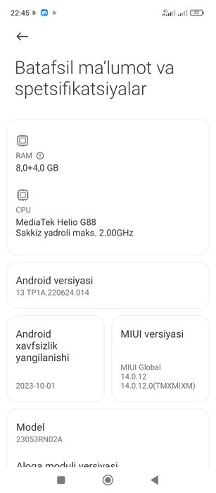 Redmi 12  telfondi ekanalmashgan
