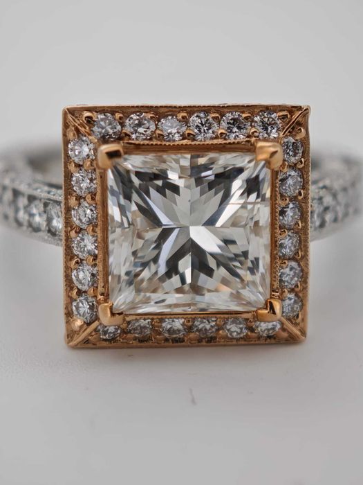 inel 18k/PT diamante naturale si lab grown 4ct IGI