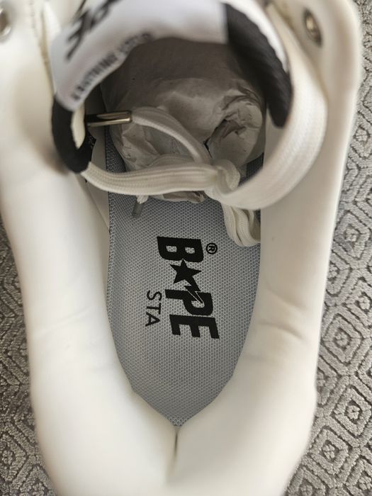 Papuci Bapesta Negru cu Alb