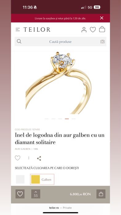 Inel de logodna,aur 18k,diamant natural