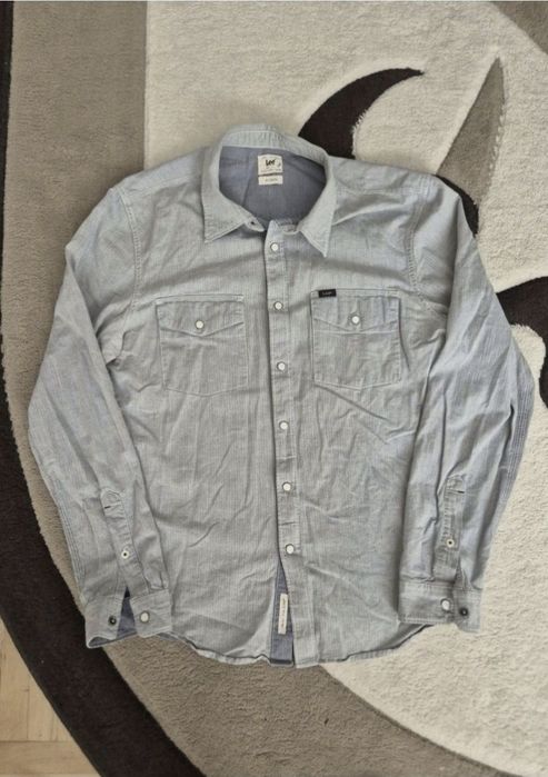 Camasa de blugi, bărbaţi, Lee, Slim Western Albastru, M / L