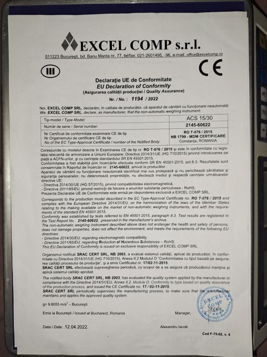 Cântar nou în cutie originală