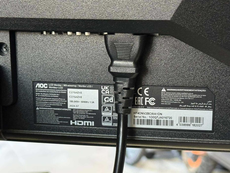 Гейминг монитор AOC - C27G4ZXE, 27'', FHD, VA, 280Hz, 1ms, Curved