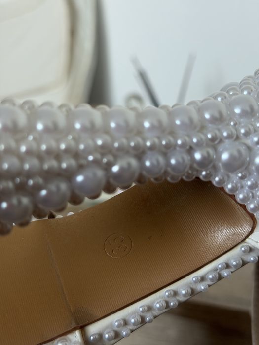 Platforme White Sapphire Pearl•Marime 35•Mireasa• Made in Italy