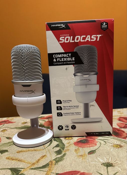 Микрофон HyperX SoloCast бял с 2 години гаранция