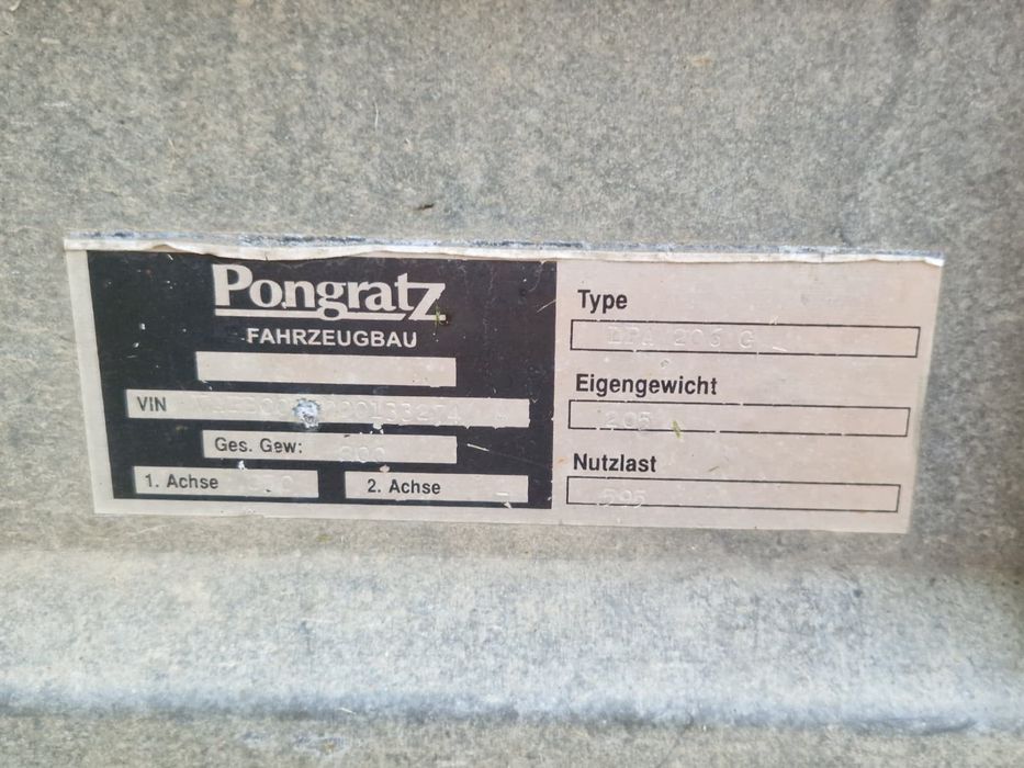 Remorca Pongratz 800kg frână modulara cu înălțătoare prelata 750kg R13